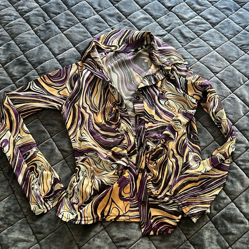 Missguided sheer funky button up